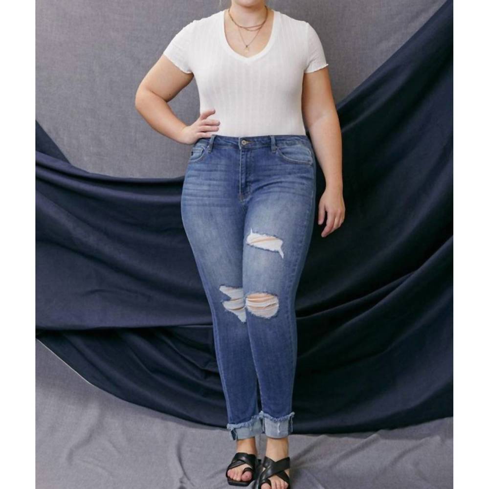 NEW KANCAN elvis curvy high rise ankle skinny jeans in medium wash